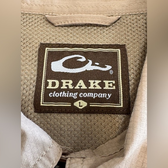 Drake Clothing Company Mens Vented Short Sleeve Oklahoma OU Shirt Size Large Tan - Picture 5 of 9